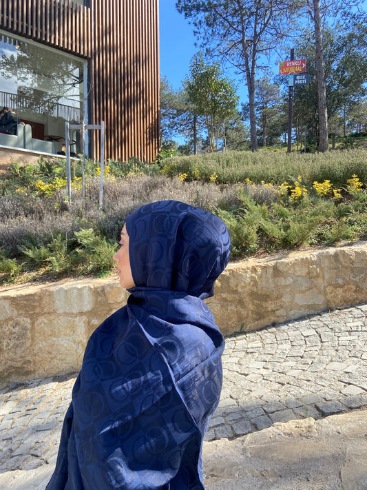 HALKA DESEN ŞAL LACİVERT