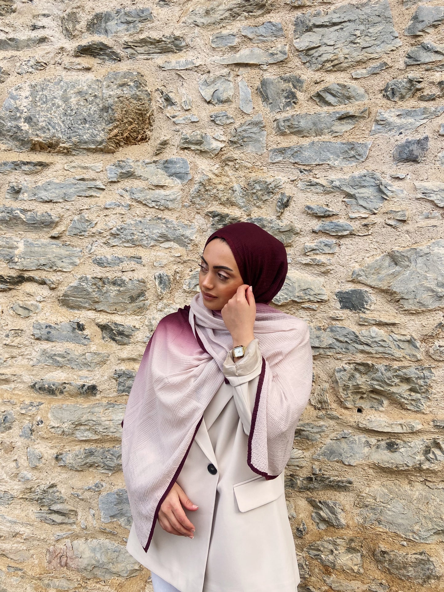 ÇİFT RENK ŞAL BORDO